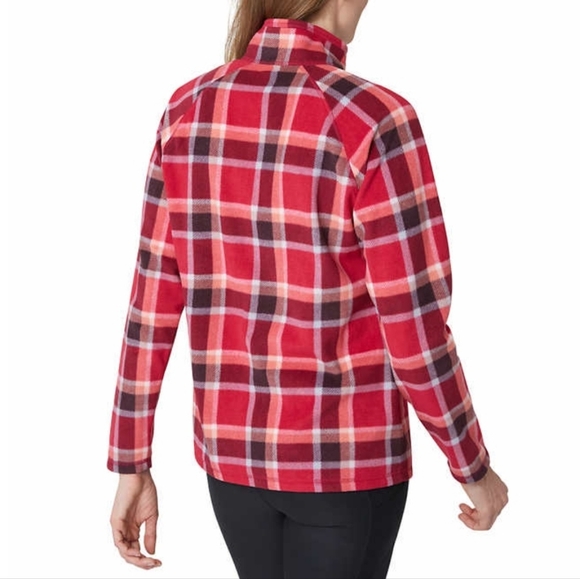 Eddie Bauer Ultrasoft Fleece ¼-Zip – Women’s Large – Dark Berry Plaid - Picture 2 of 9
